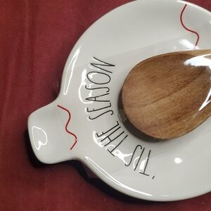 Rae Dunn Wooden Spoon and‎ Ceramic Holder Set